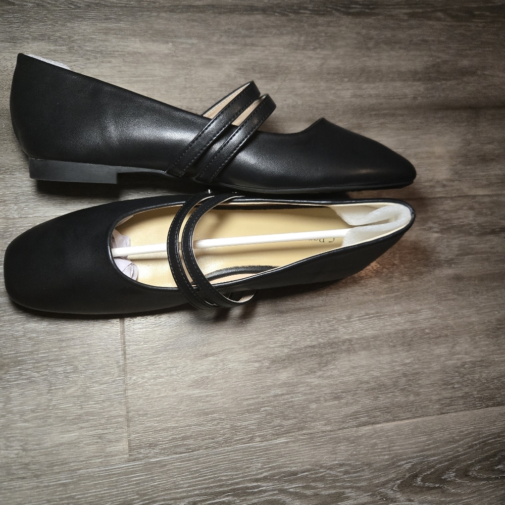 C. Paravano Black Mary Jane Comfort Ballet Flats Square Soft Leather Size 9 New - Picture 3 of 11